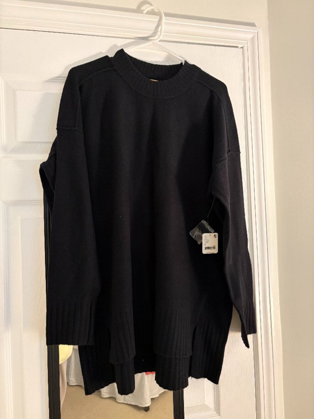 Free People Tunic-Length Black Sweater
